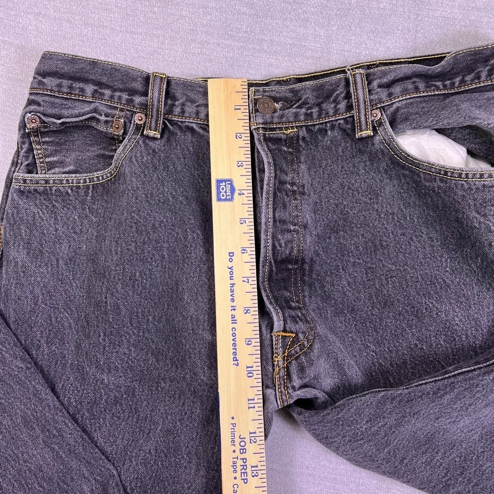 Levi's 501 Mens Black Denim Button Fly Outdoor Straight Leg Jeans Size 38x30